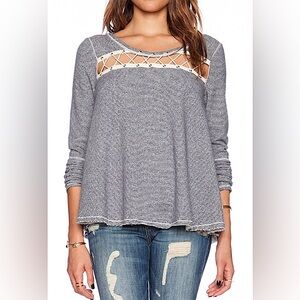Free People Long Sleeve Top with Neckline Detailing